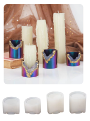 Epoksi Reçine Alçı 4 adet Kristal Mumluk Kalıbı Seti Silikon Kalıbı