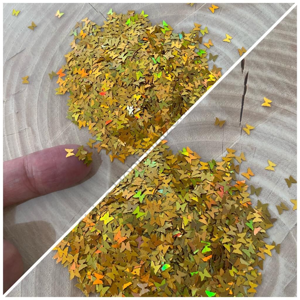 Epoksi Hologram Gold Kelebek Süsleri  2,5 gram