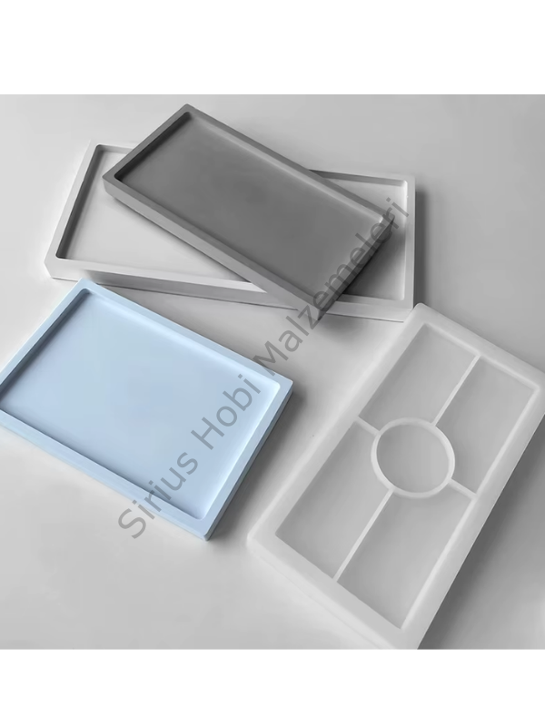 Epoksi Reçine Alçı Dikdörtgen Tepsi Sunumluk Silikon Kalıpları