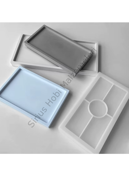 Epoksi Reçine Alçı Dikdörtgen Tepsi Sunumluk Silikon Kalıpları