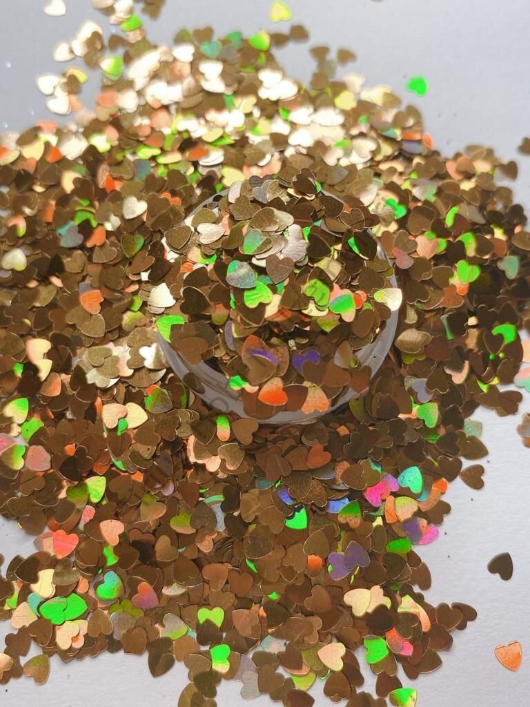Epoksi Gold Hologram Kalp Süsleri 2,5 Gram