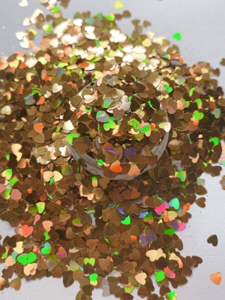Epoksi Gold Hologram Kalp Süsleri 2,5 Gram