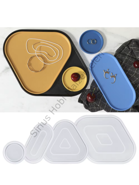 Epoksi Reçine Alçı 4 adet Geometrik Bardak Altlıgı Silikon Kalıbı Seti