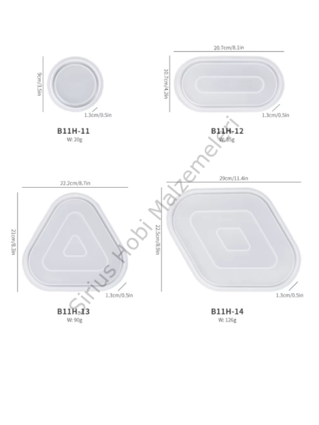 Epoksi Reçine Alçı 4 adet Geometrik Bardak Altlıgı Silikon Kalıbı Seti