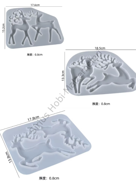 Epoksi Reçine Alçı Noel Yılbaşı Geyik Süsleri Silikon Kalıbı