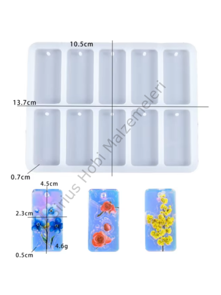 Epoksi Reçine Dikdörtgen 4.5x2.5 cm Çoklu Magnet Silikon Kalıbı