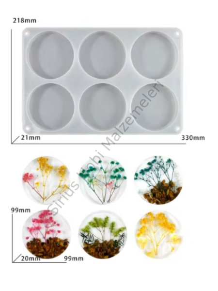Epoksi Reçine 6 lı Bardak Atlığı Tasarım Silikon Kalıbı