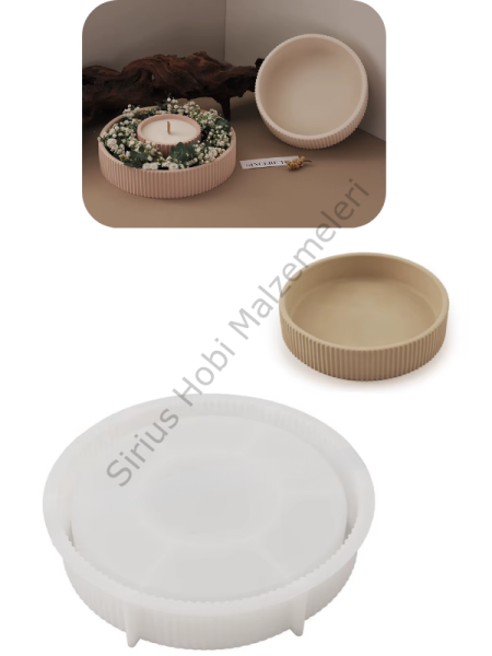Epoksi Reçine Alçı 24 cm Derin Tırtıklı Tepsi Sunumluk Silikon Kalıbı