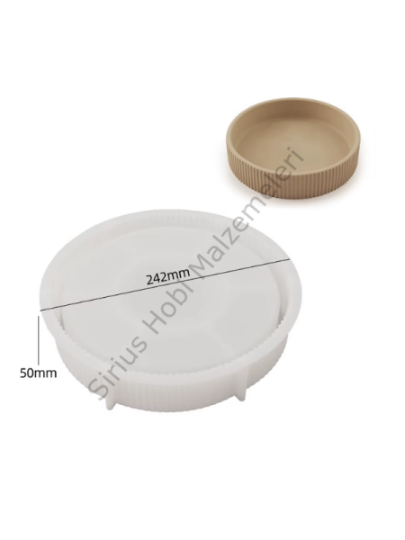 Epoksi Reçine Alçı 24 cm Derin Tırtıklı Tepsi Sunumluk Silikon Kalıbı