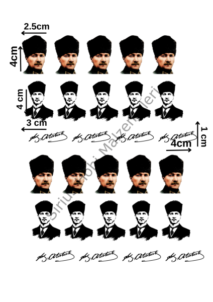 Epoksi Reçine Magnet Kolye  Atatürk  Asetat Baskısı A4 Boyutundadır