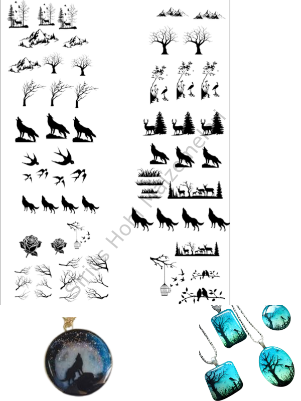 Epoksi Reçine Magnet Kolye Kurt Doğa  Asetat Baskısı A4 Boyutundadır