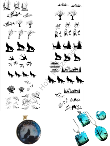 Epoksi Reçine Magnet Kolye Kurt Doğa  Asetat Baskısı A4 Boyutundadır