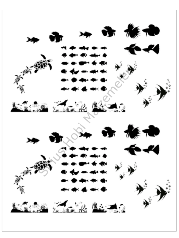 Epoksi Reçine Magnet Kolye Küçük Balıklar  Asetat Baskısı A4 Boyutundadır