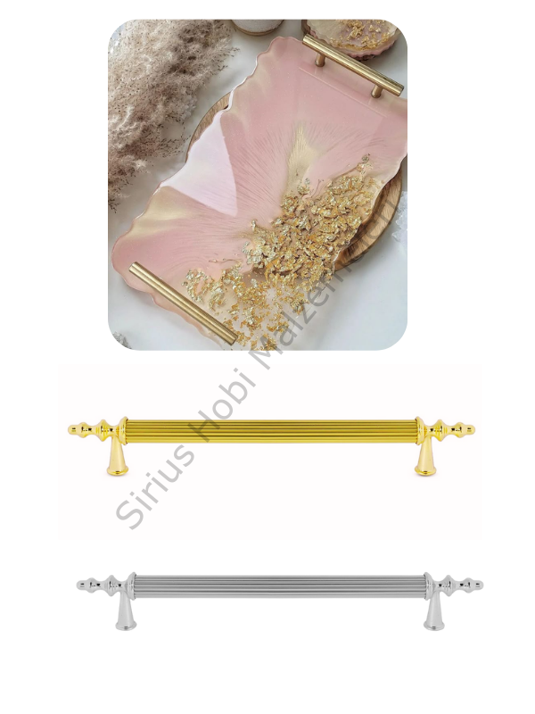 Epoksi Reçine Metal  Tepsi Kulpu 2 adet