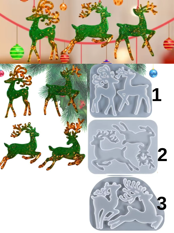 Epoksi Reçine Alçı Noel Yılbaşı Geyik Süsleri Silikon Kalıbı
