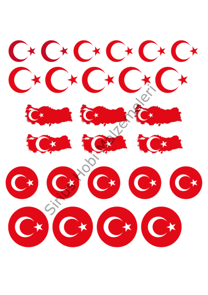 Epoksi Reçine Magnet Kolye  Türk Bayrağı  Asetat Baskısı A4 Boyutundadır