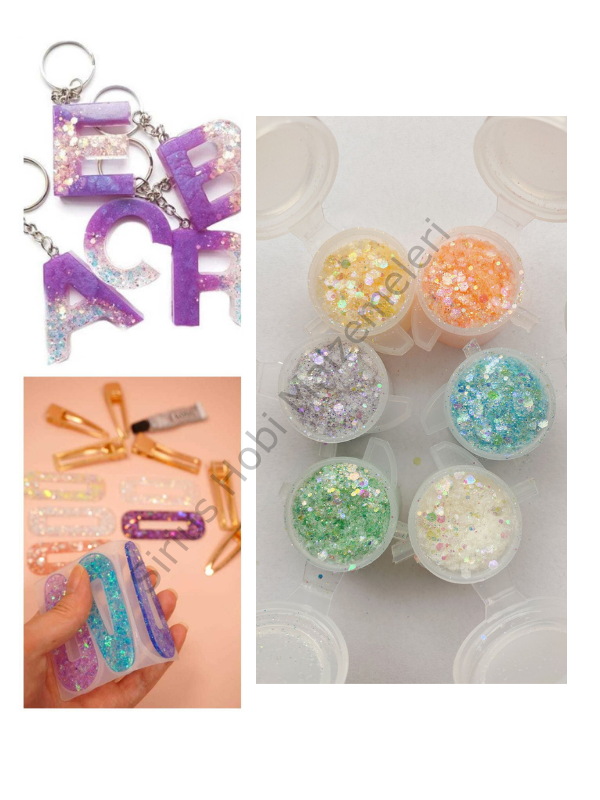 Epoksi Chunky Glitters Pastel Sim Seti2  6 adet 25-30 gr
