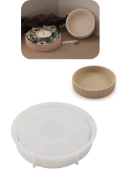 Epoksi Reçine Alçı 24 cm Derin Tırtıklı Tepsi Sunumluk Silikon Kalıbı