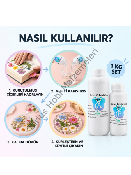 Craft Resin İnce Döküm Epoksi Reçine – Takı, Kalıp ve Hobi Uygulamaları İçin Şeffaf Reçine 1.5 kg