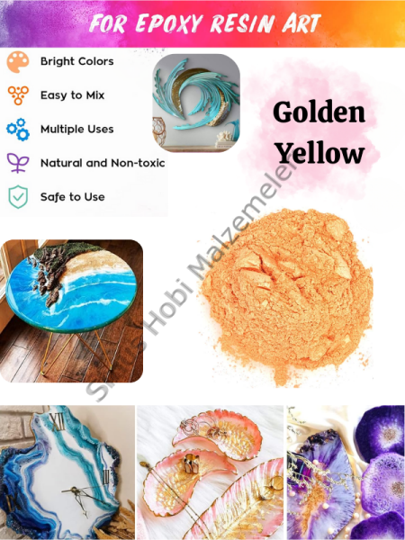 Epoksi Reçine Boyası Mica Powder İnci Sedefli Pigment İnci Tozu 5 gr Golden Yellow