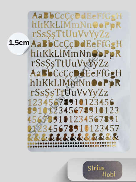 Epoksi Varak Folyo Harf Sticker Modelleri A4 Boyutundadır