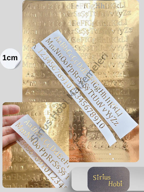 Epoksi Varak Folyo Harf Sticker Modelleri A4 Boyutundadır