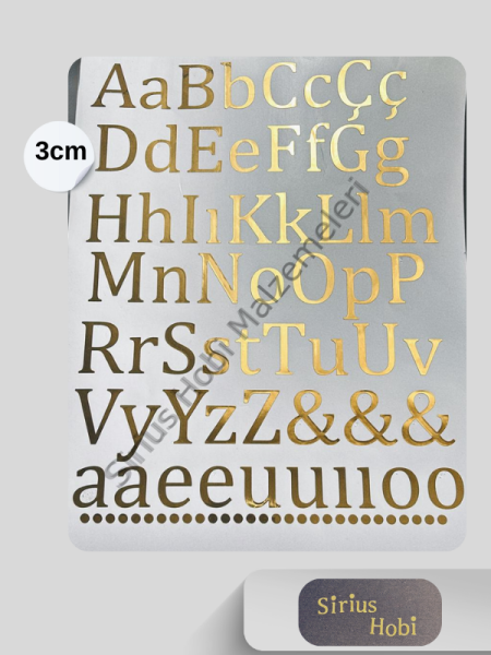 Epoksi Varak Folyo Harf Sticker Modelleri A4 Boyutundadır