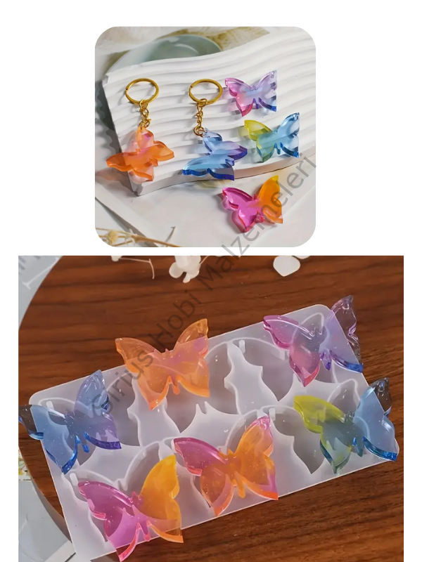 Epoksi Reçine Çoklu Kelebek Anahtarlık Magnet Silikon Kalıbı