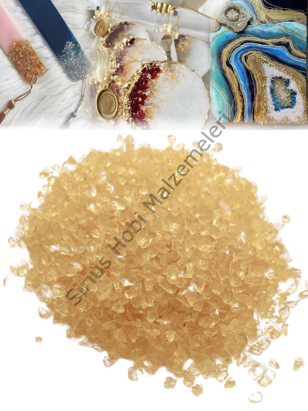 Epoksi Reçine Cam Kırığı Sarı Transparan İnce 100 gr