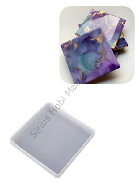 Epoksi Bardak Altlığı Kalıbı Kare 10 cm