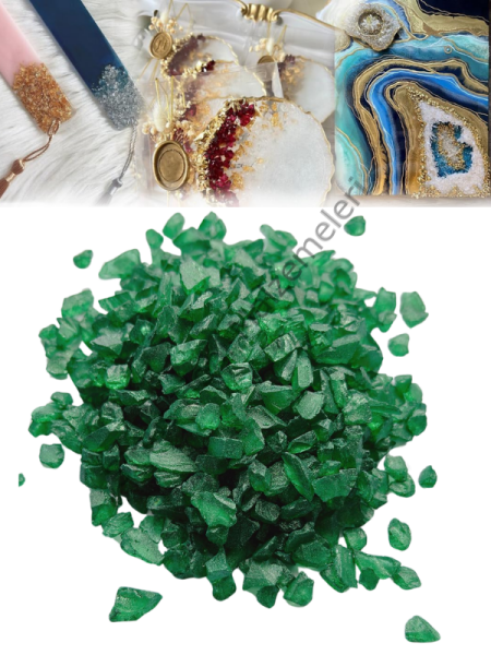 Epoksi Reçine Cam Kırığı Sedefli Yeşil Kalın 100 gr