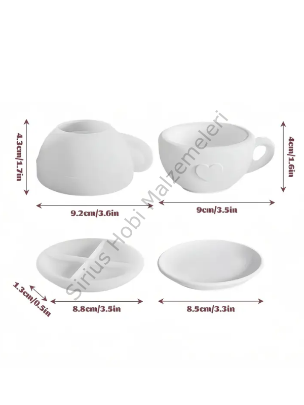 Epoksi Reçine Alçı Fincan Mumluk Silikon Kalıbı Seti 2 Parça