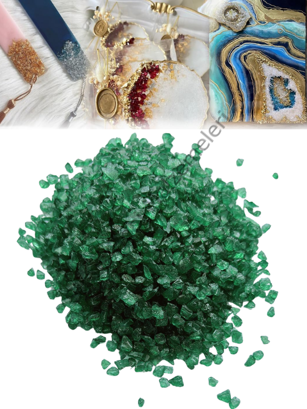 Epoksi Reçine Cam Kırığı Sedefli Yeşil İnce 100 gr