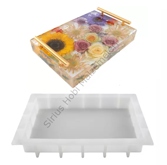 Epoksi 34 cm Derin Tepsi Kalıbı Dikdörtgen