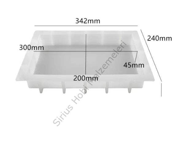 Epoksi 34 cm Derin Tepsi Kalıbı Dikdörtgen