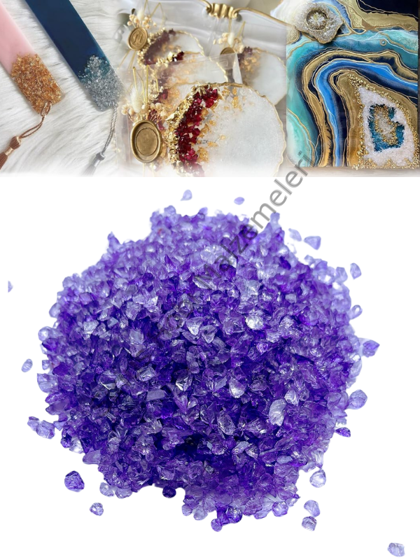 Epoksi Reçine Cam Kırığı Mor Transparan  İnce 100 gr