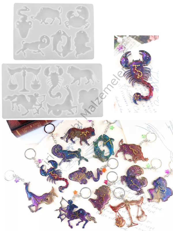 Epoksi Burç Anahtarlık Kalıbı Seti