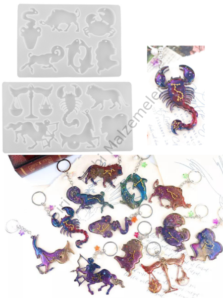 Epoksi Burç Anahtarlık Kalıbı Seti