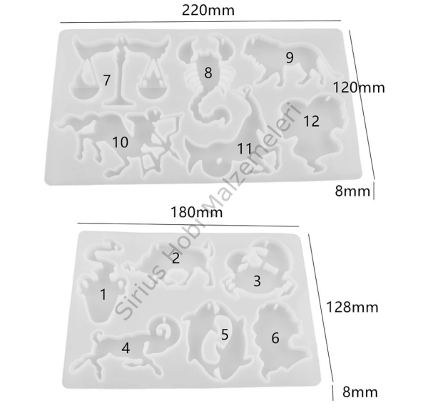 Epoksi Burç Anahtarlık Kalıbı Seti