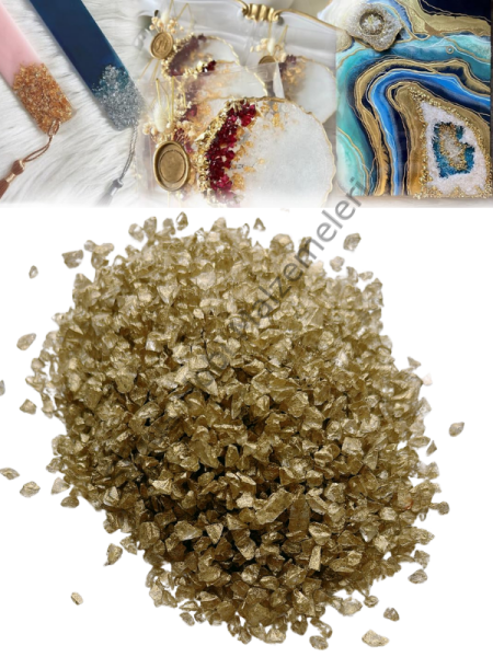 Epoksi Reçine Cam Kırığı Yeşil Altın Sedefli 100 gr