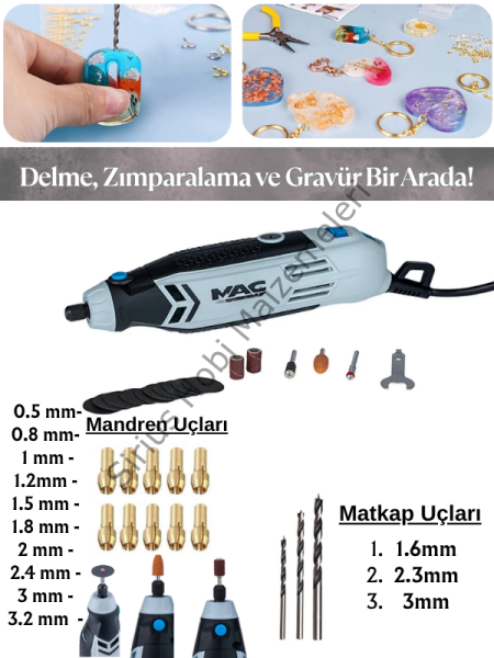 Epoksi Delme Zımparalama Gravür El  Matkabı  130 Watt + 28 Parça Aksesuar Seti
