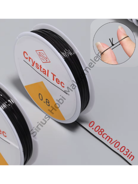 Lastikli Misina Ipi  Siyah Tesbih Ve Bileklik Yapımı 0,8mm 5metre