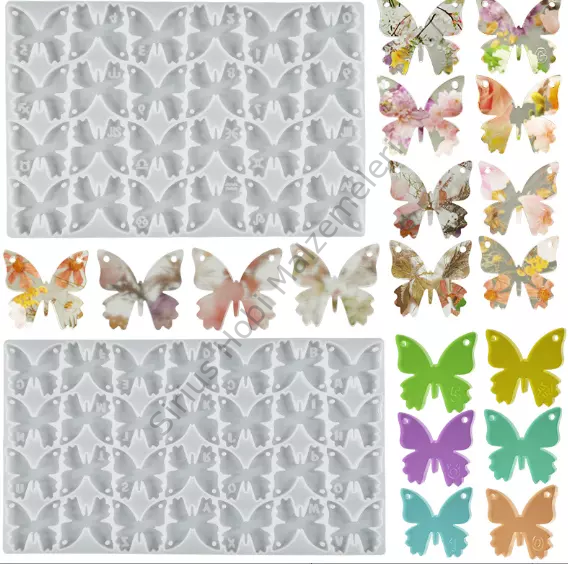 Epoksi Kelebek Kolye Kalıbı Burç ve Harf