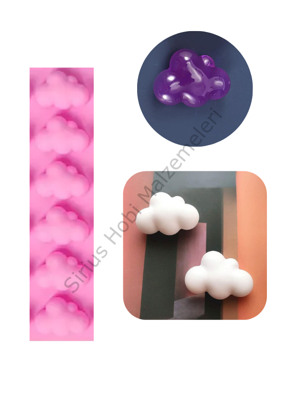 Epoksi Küçük Küpe Bulut Kalıbı 6 lı 21x30x13mm