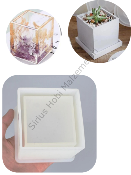 Epoksi Beton Alçı Kalemlik Saksılık Kalıbı Kare