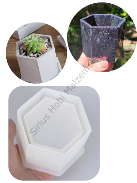 Epoksi Beton Alçı Kalemlik Saksılık Kalıbı Altıgen