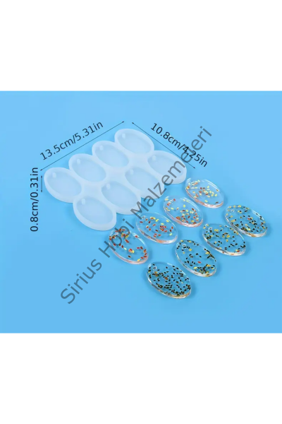 Epoksi 5x3cm Çoklu Oval Kolye Anahtarlık Magnet Silikon Kalıbı