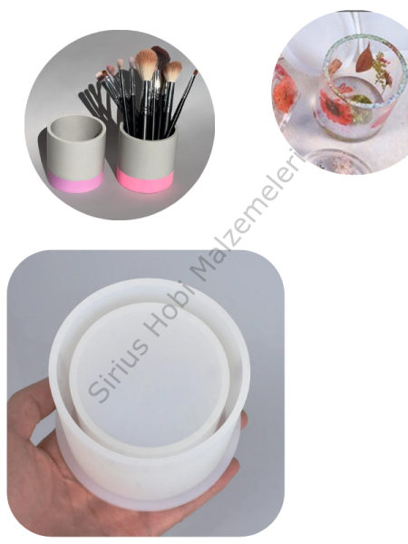 Epoksi Beton Alçı Kalemlik Saksılık Kalıbı Daire