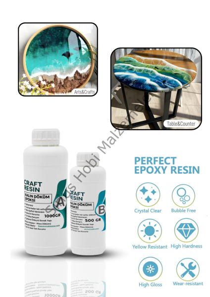 Craft Resin Kalın Döküm Epoksi Reçine – Masa ve Sehpa Yapımı İçin Şeffaf Reçine 1.5 kg