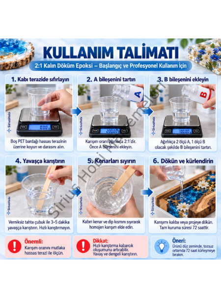 Craft Resin Kalın Döküm Epoksi Reçine – Masa ve Sehpa Yapımı İçin Şeffaf Reçine 1.5 kg